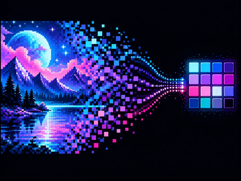 A full colour image reduced to a small palette of colours